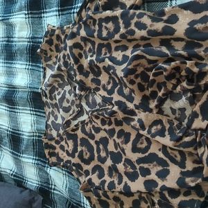 Cheetah crop top off the shoulder